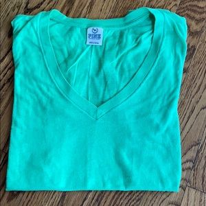 PINK Green v neck